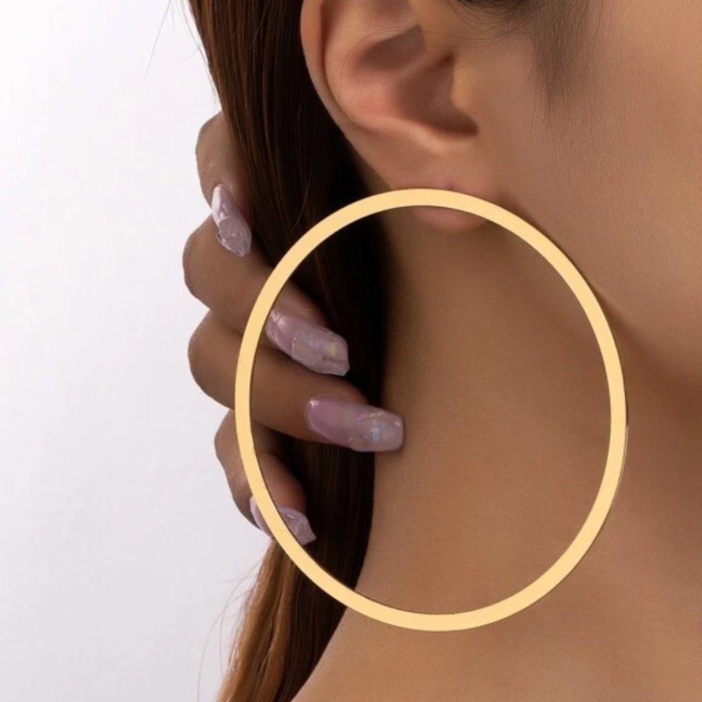 exaggerated large gold filled hoops